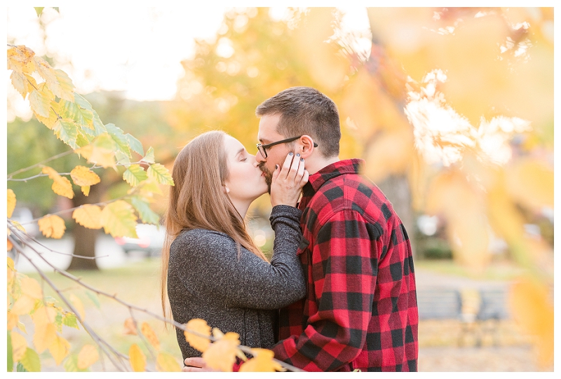 Fall Schiller Park Engagement Session with the fall leaves