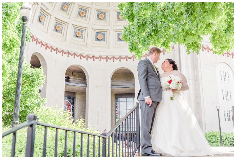 Bride and Groom in front of OSU Stadium