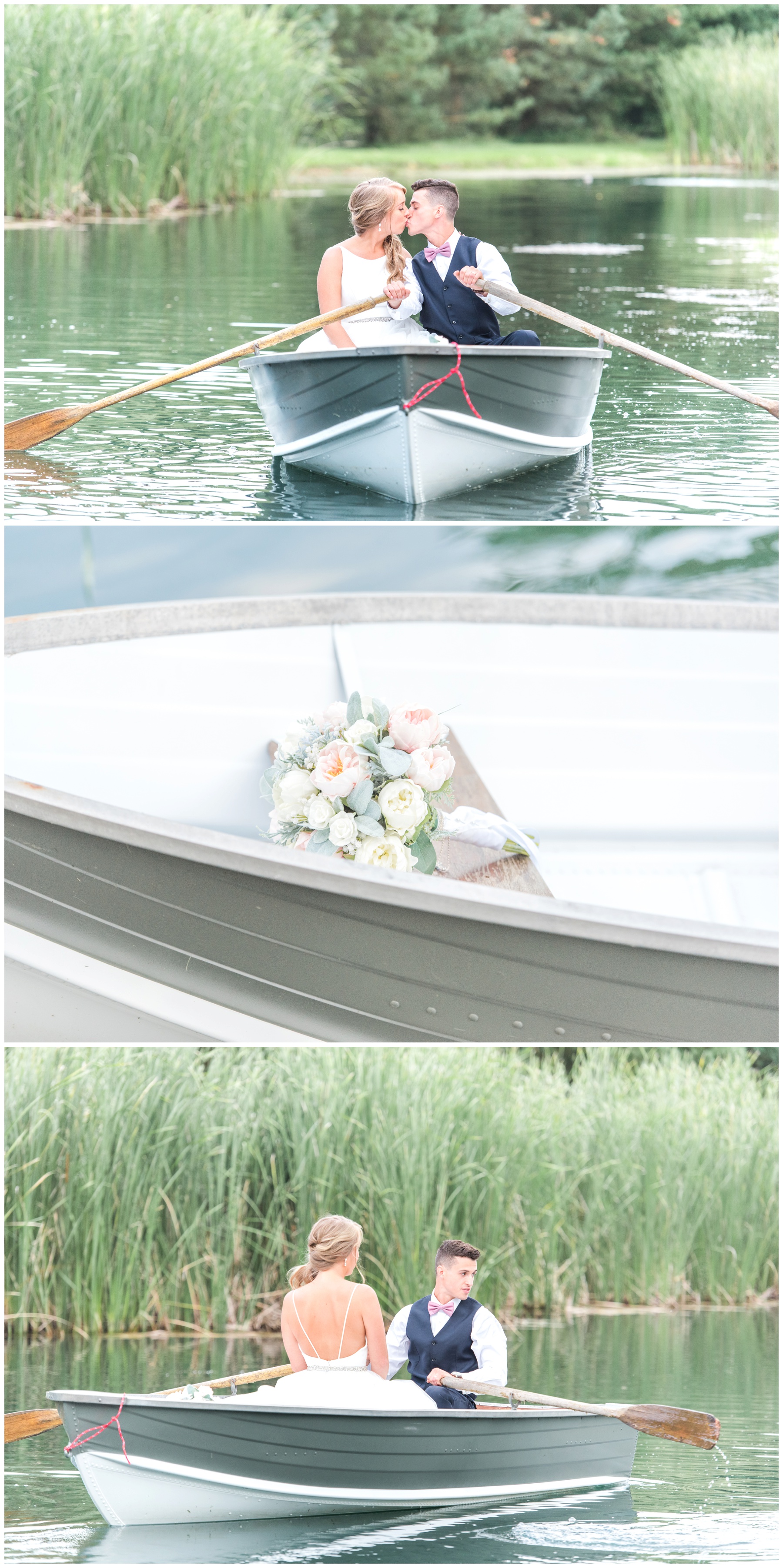 Wedding Day Boat Photo in Pond