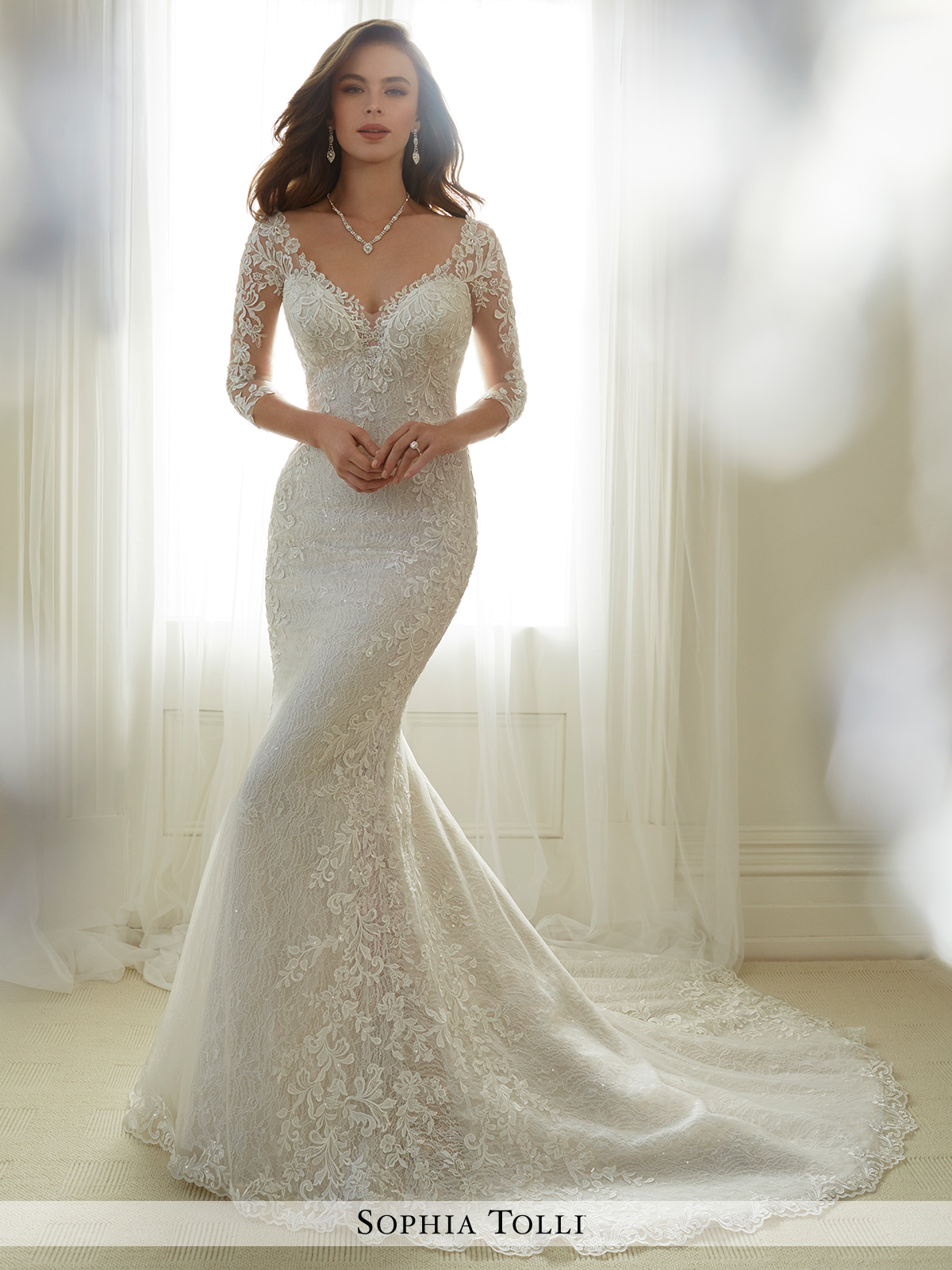 Sophia Tolli Elbow Length Sleeve Wedding Dress