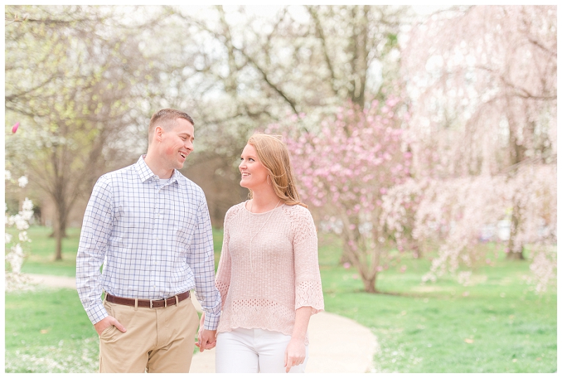 Goodale Park Engagement Session with Spring Blossoms