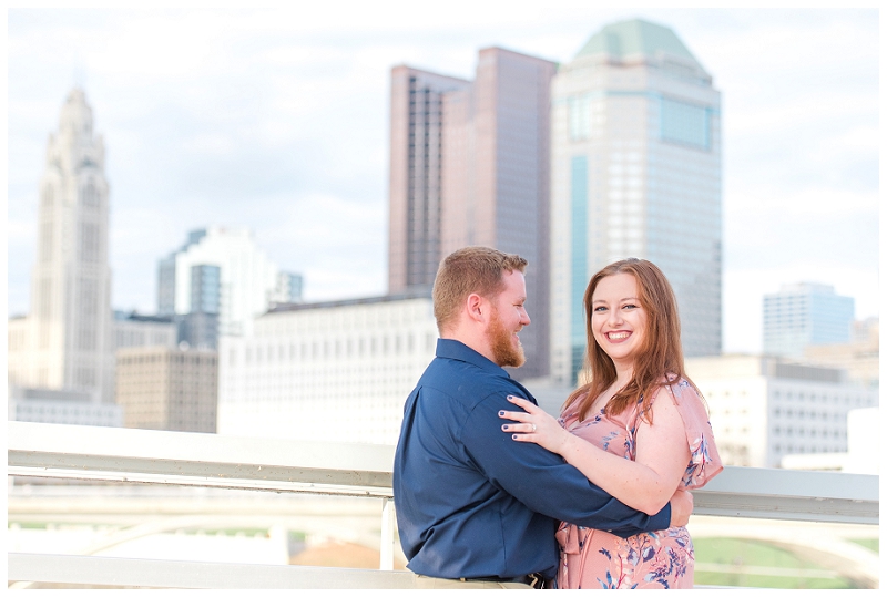 View of Downtown Columbus engagement session