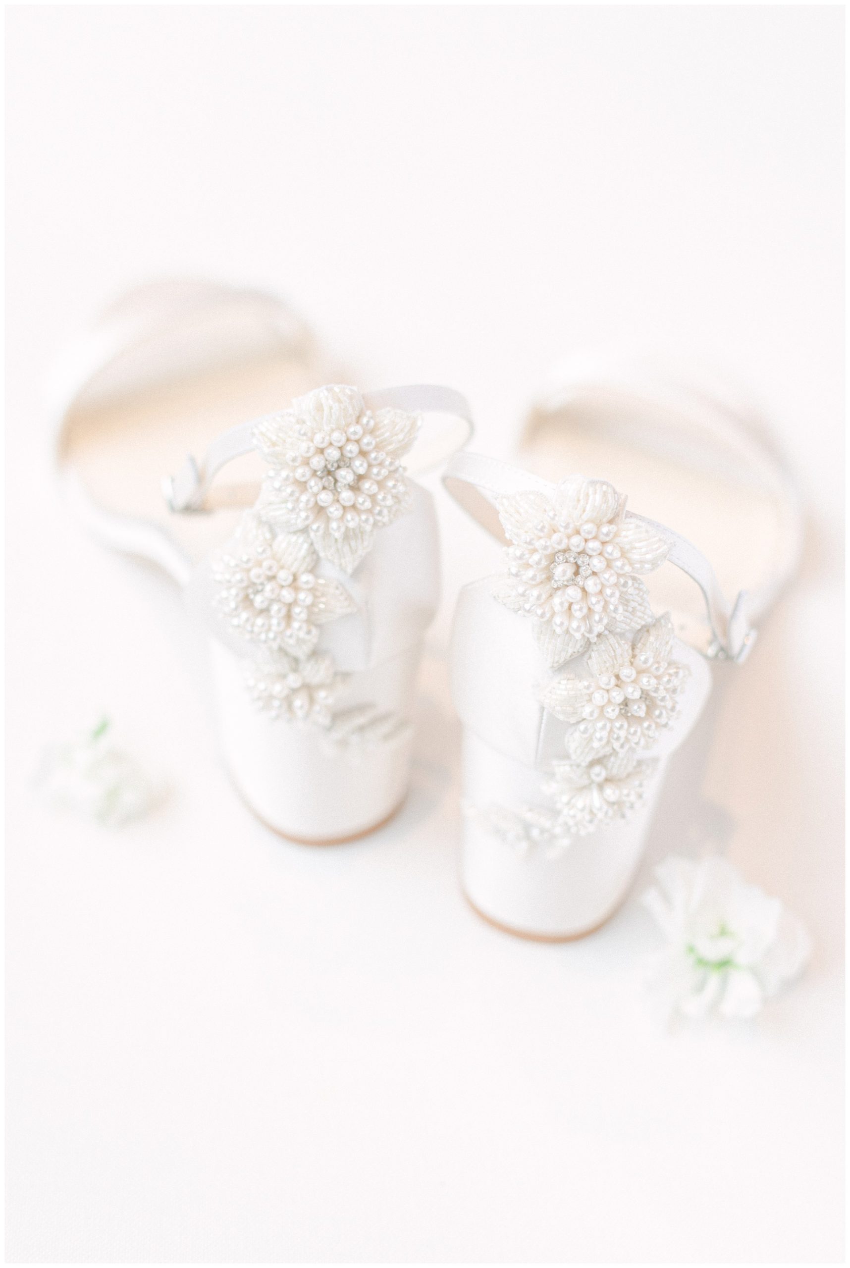 Bella Belle FABIOLA 3D Floral Pearls And Ivory Wedding Block Heel