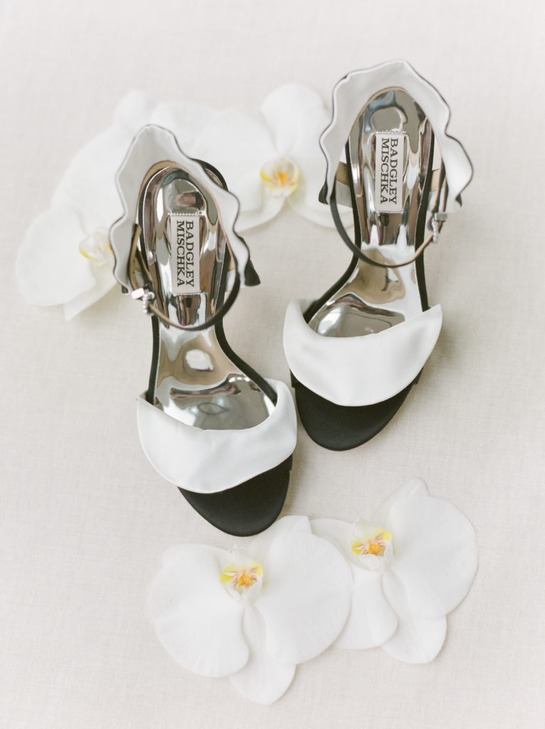 Badgley Mischka bridal heels white and black